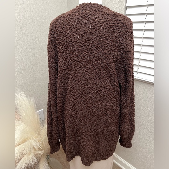 New Zenana- Super Soft Teddy Popcorn Chocolate Cardigan - Picture 10 of 14